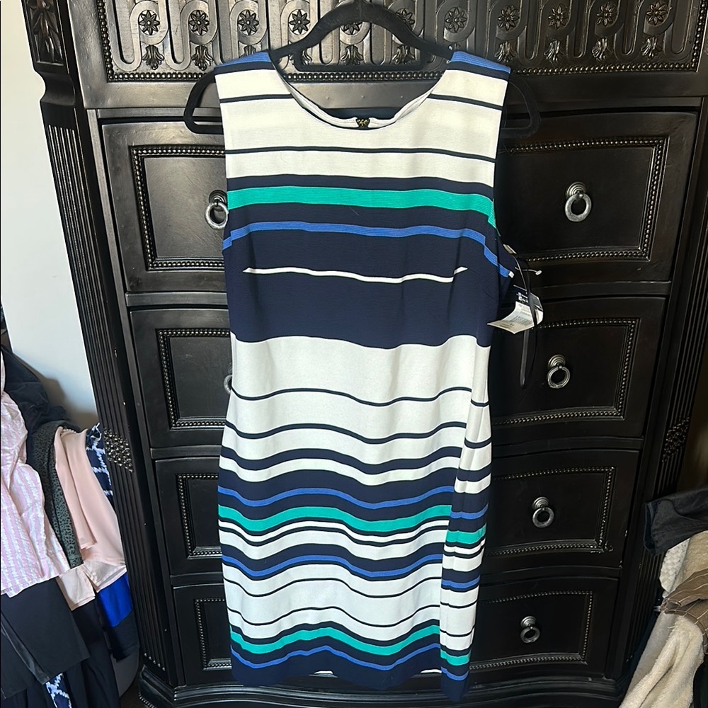 NWT Chaps Striped Sheath Dress Size 14